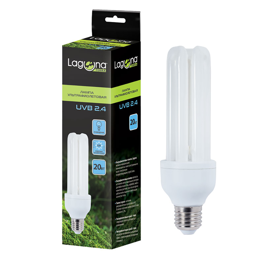 Лампа для птиц ультрафиолетовая UVB2.4,20Вт, Laguna