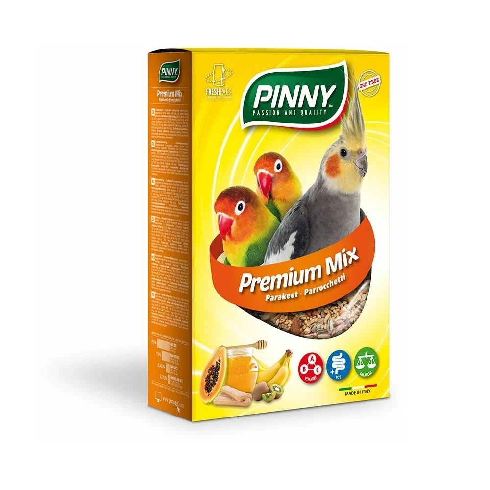 Корм  PINNY полнорационный с фруктами и бисквитом для средних попугаев  800 г