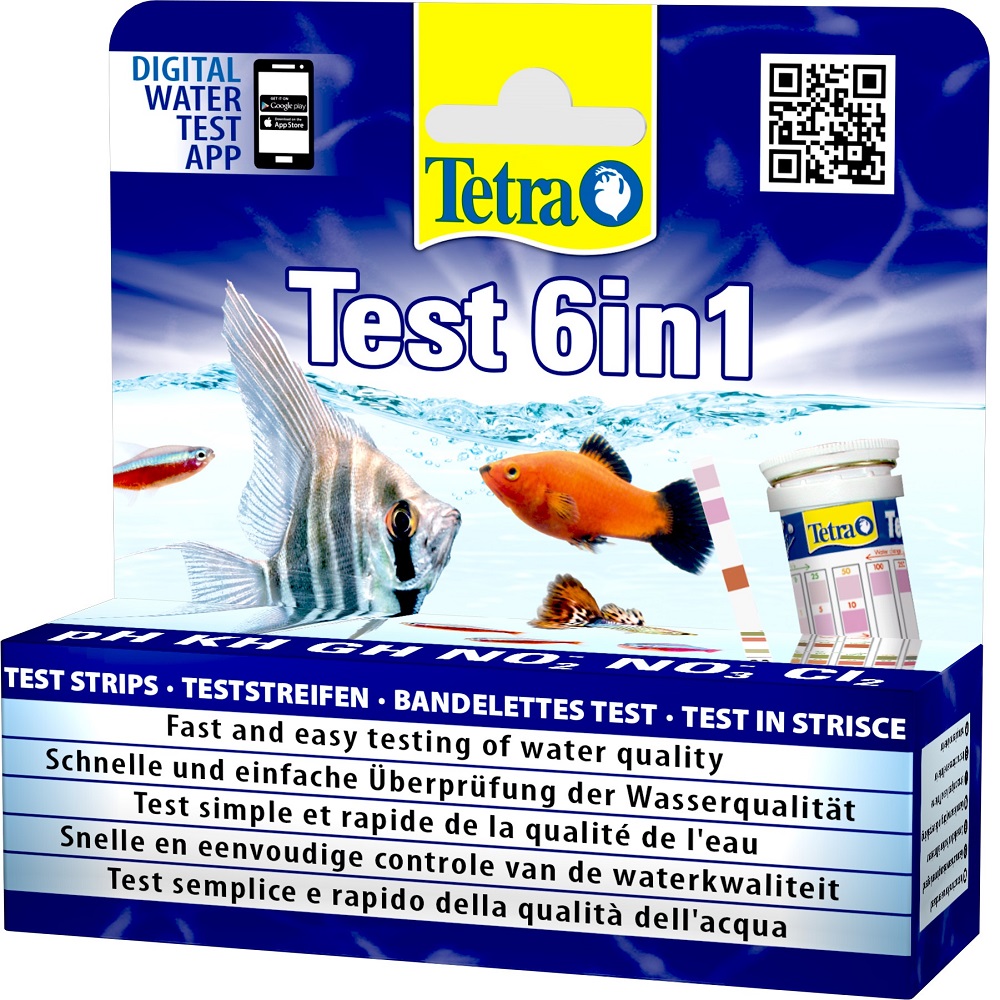 Тест-полоски TETRA 6 в 1 pH/KH/GH/NO2/NO3/Cl2, пресн, 25шт