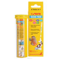Тест-полоски SERA 6 в 1 pH/KH/GH/Cl2/NO3/NO2, пресн, 50шт